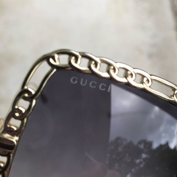 Gucci Sunglasses Square-Frame Chain Gold Tone Metal GG1033s 002 main image 10